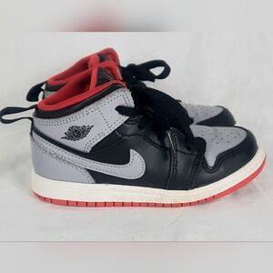 Nike Air Jordan 1 Mid Bred Shadow Toddler Shoes Size 9C Black Cement Gray Fire